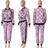 Houndstooth Print Jacket And Pants 2 Piece Suits HMS-5401