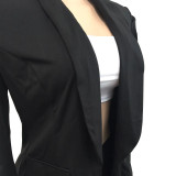 Solid Puff Sleeve Long Sleeve Blazer Coat BY-5932