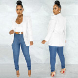 Solid Puff Sleeve Long Sleeve Blazer Coat BY-5932