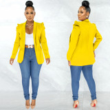 Solid Puff Sleeve Long Sleeve Blazer Coat BY-5932