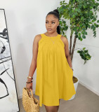 Solid Sleeveless Loose Mini Dress BGN-256