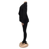 Solid Puff Sleeve Long Sleeve Blazer Coat BY-5932