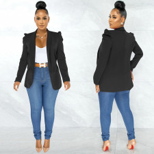 Solid Puff Sleeve Long Sleeve Blazer Coat BY-5932