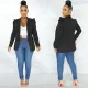 Solid Puff Sleeve Long Sleeve Blazer Coat BY-5932