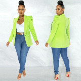 Solid Puff Sleeve Long Sleeve Blazer Coat BY-5932
