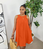 Solid Sleeveless Loose Mini Dress BGN-256
