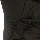 Solid V Neck Long Sleeve High Waist Maxi Evening Dress YF-10212