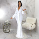 Solid V Neck Long Sleeve High Waist Maxi Evening Dress YF-10212