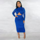 Sexy Mesh Patchwork Ruched Hollow Midi Dress YF-10216