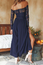 Sexy Lace Patchwork High Waist Split Sashes Jumpsuit MK-3117