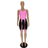 Sexy Tank Top Mesh Patchwork Mini Skirt 2 Piece Sets NM-8521