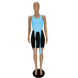 Sexy Tank Top Mesh Patchwork Mini Skirt 2 Piece Sets NM-8521