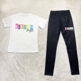 Casual Printed T Shirt And Pants Two Piece Sets SHD-9388
