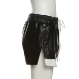 Casual Fashion Contrast Color PU Leather Shorts XEF-K22P15423