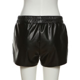Casual Fashion Contrast Color PU Leather Shorts XEF-K22P15423