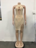 Sexy Hot Drilling Pearls Night Club Dress BY-5735
