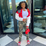 Letter Print Patchwork Baseball Jacket WSYF-58910