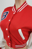 Letter Print Patchwork Baseball Jacket WSYF-58910