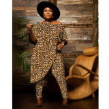 Plus Size Printed Irregular Top And Pants 2 Piece Sets NNWF-7349-1