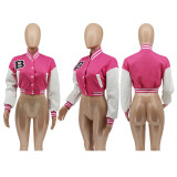 Letter Print Patchwork Baseball Jacket WSYF-58910