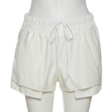 Casual Fashion Contrast Color PU Leather Shorts XEF-K22P15423