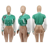 Letter Print Patchwork Baseball Jacket WSYF-58910