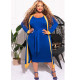 Plus Size Sleeveless Sashes Midi Dress+Long Cloak 2 Piece Sets NNWF-7622