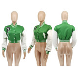 Letter Print Patchwork Baseball Jacket WSYF-58910