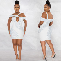 Sexy Rhinestones Hollow Out Night Club Dress BY-5921