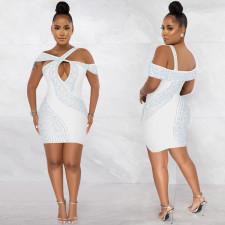 Sexy Rhinestones Hollow Out Night Club Dress BY-5921