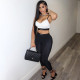 Fashion Letter Print Sling Top And Pants 2 Piece Sets XEF-K22S17065
