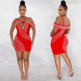 Sexy Rhinestones Hollow Out Night Club Dress BY-5921