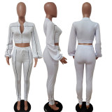 Casual Long Sleeve Zipper Top Split Pants 2 Piece Sets LSD-83110