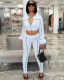 Casual Long Sleeve Zipper Top Split Pants 2 Piece Sets LSD-83110
