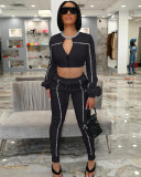 Casual Long Sleeve Zipper Top Split Pants 2 Piece Sets LSD-83110