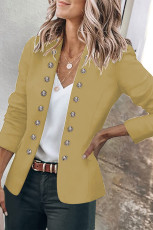 Solid Double Breasted Long Sleeve Blazer Coat MK-3120