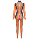 Fashion Print Long Sleeve Tight Jumpsuits XEF-K22Q18007