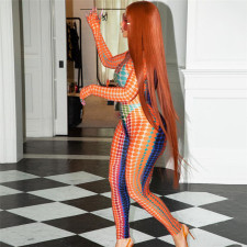 Fashion Print Long Sleeve Tight Jumpsuits XEF-K22Q18007