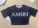 Letter Print O Neck Short Sleeve Cropped T Shirt LSD-82012
