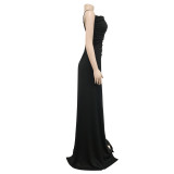 Solid Spaghetti Strap Split Maxi Dress BY-5962