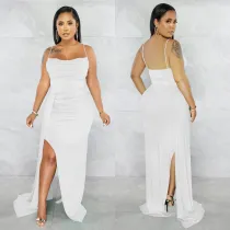 Solid Spaghetti Strap Split Maxi Dress BY-5962