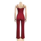 Sexy Spaghetti Strap Sashes Straight Jumpsuit BY-X3717