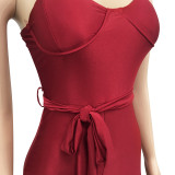 Sexy Spaghetti Strap Sashes Straight Jumpsuit BY-X3717