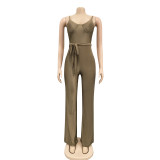 Sexy Spaghetti Strap Sashes Straight Jumpsuit BY-X3717