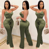 Sexy Spaghetti Strap Sashes Straight Jumpsuit BY-X3717