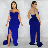 Solid Spaghetti Strap Split Maxi Dress BY-5962