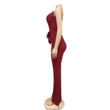 Sexy Spaghetti Strap Sashes Straight Jumpsuit BY-X3717