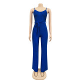Sexy Spaghetti Strap Sashes Straight Jumpsuit BY-X3717