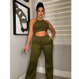 Solid Cami Top And Pants Two Piece Sets NM-8525