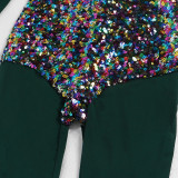 Sexy Sequin Patchwork Long Sleeve Jumpsuit NY-2539